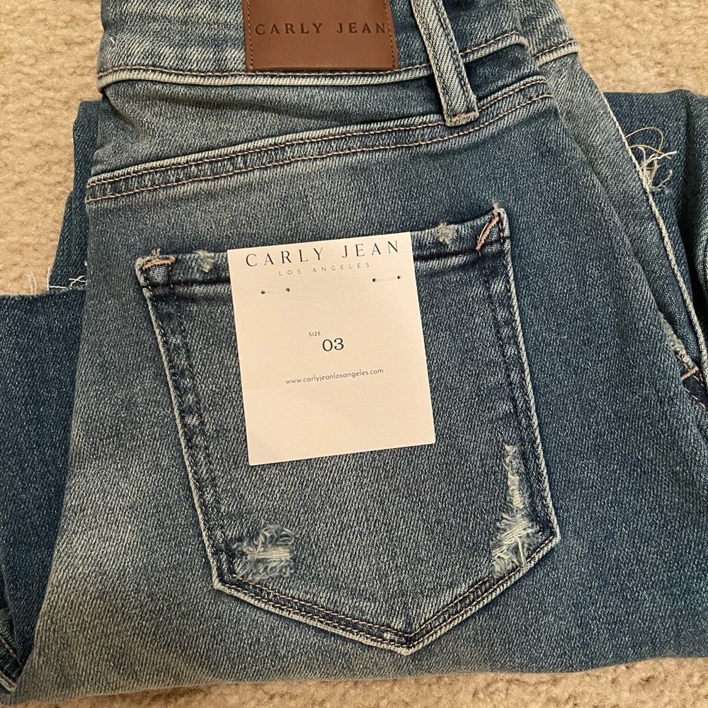 Carly Jean Los Angeles Distressed Blue Jeans